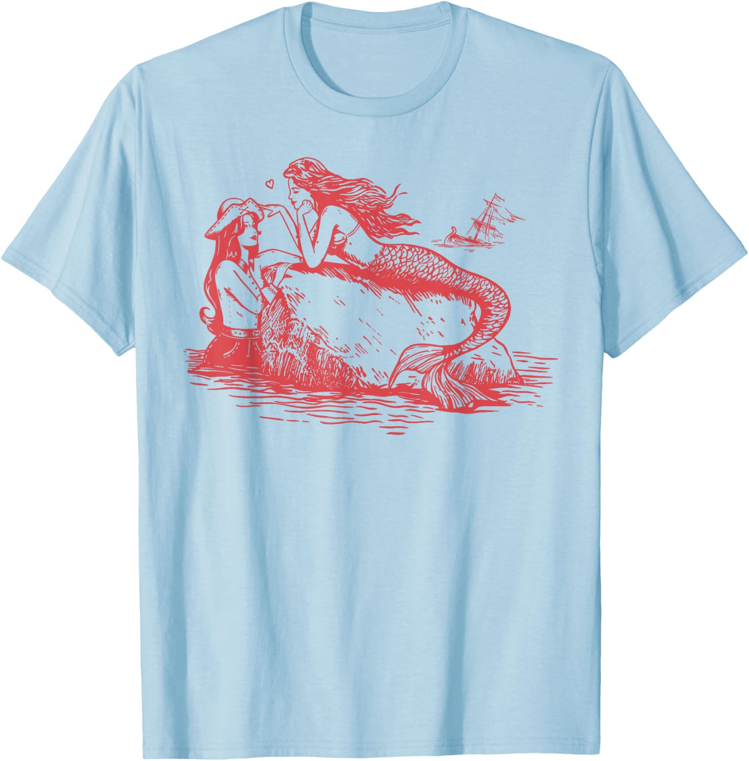 Sapphic Mermaid Lesbian Love Sapphic Subtle Fruity Month T-Shirt - T-Shirt | Light Blue