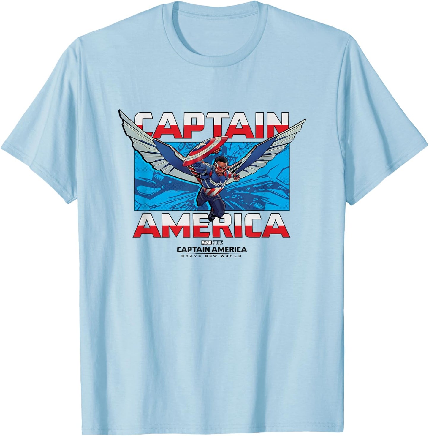 Marvel Captain America: Brave New World Sam Wilson Epic Shot T-Shirt - T-Shirt | Light Blue
