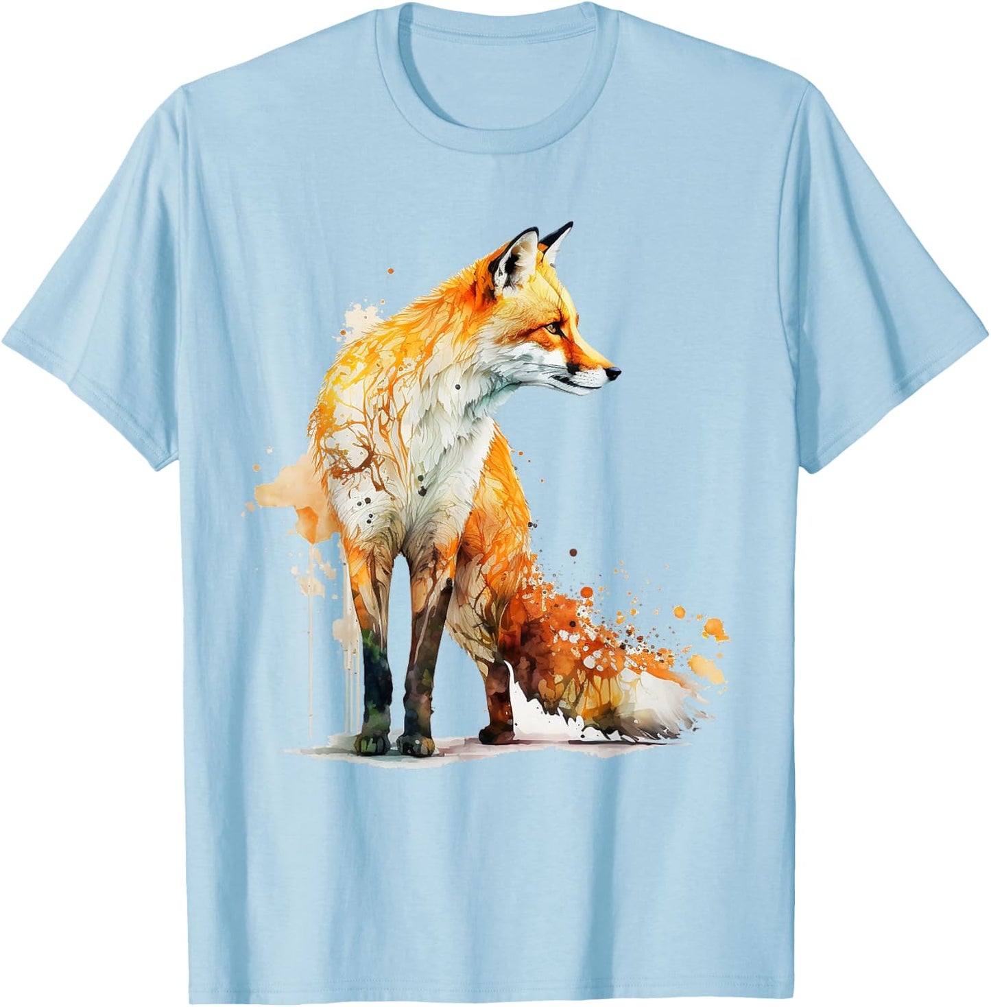 Fox Art Tierliebhaber Motiv Tierdruck Fuchs T-Shirt - T-Shirt | Light Blue