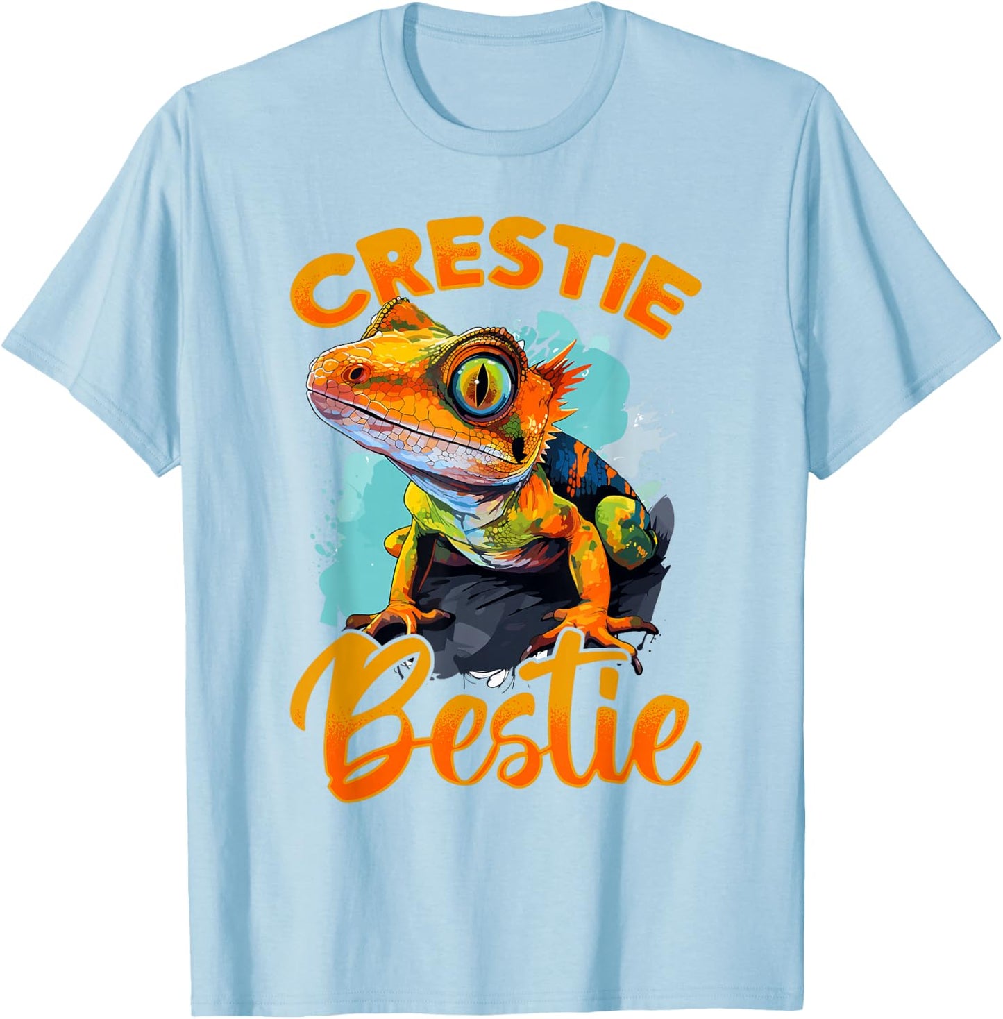 Crested Gecko Reptile - Crestie Bestie T-Shirt - T-Shirt | Light Blue
