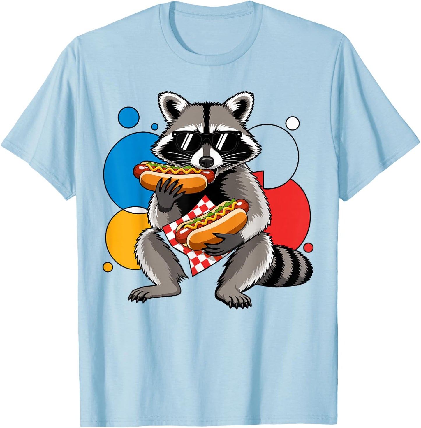 Raccoon Eating Hot Dog Meme Hungry Fast Food Lover T-Shirt - T-Shirt | Light Blue