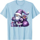 Purple Christmas Gnome With Santa Bag Men Xmas T-Shirt - T-Shirt | Light Blue