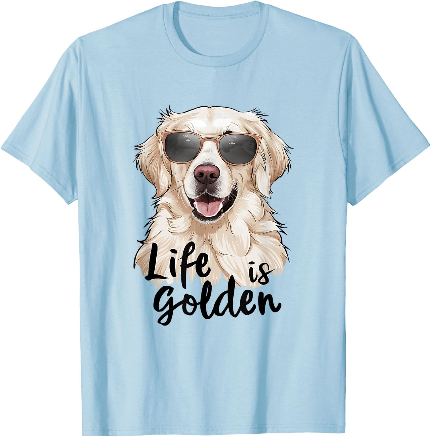 Life is Golden White English Cream Golden Retriever Cute Dog Men Women Girls Kids T-Shirt - T-Shirt | Light Blue