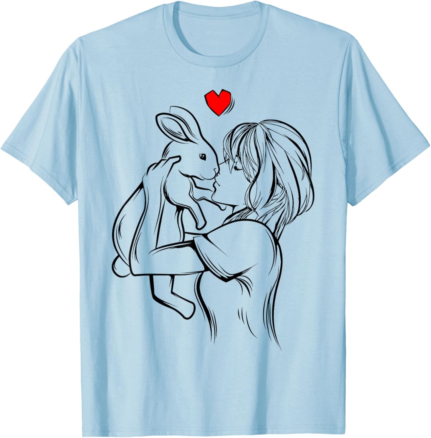 Rabbit Woman Girl , white, S T-Shirt - T-Shirt | Light Blue