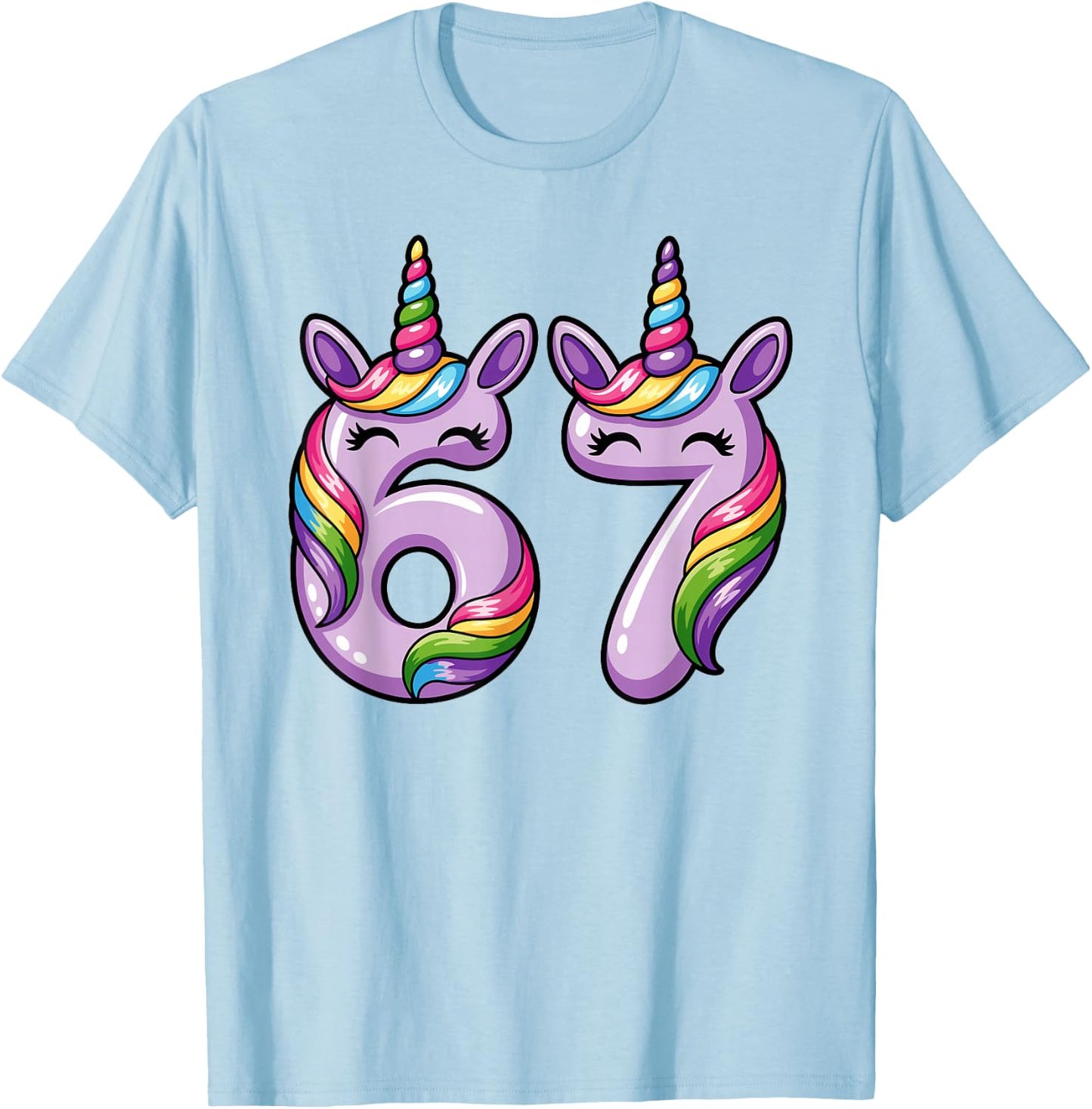 67 Six Seven 6 7 Meme Licorns Funny Boy Girl Kids T-Shirt - T-Shirt | Light Blue
