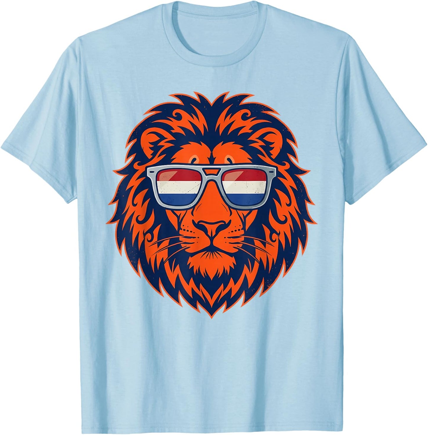Nederland Lion in Dutch Flag Sunglasses, Orange Netherlands T-Shirt - T-Shirt | Light Blue
