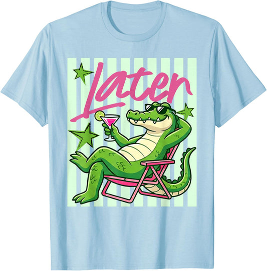 Later Gator Cute Graphic Funny Alligator T-Shirt - T-Shirt | Light Blue
