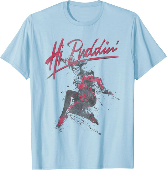 Batman Harley Quinn Hi Puddin' T-Shirt - T-Shirt | Light Blue
