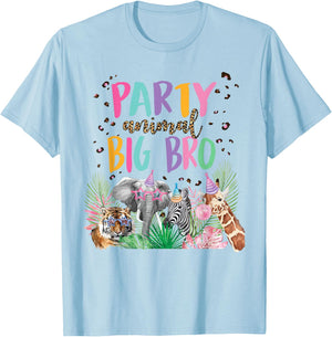 Big Bro Of The Birthday Boy Girl Zoo Theme Animal Party T-Shirt - T-Shirt | Light Blue