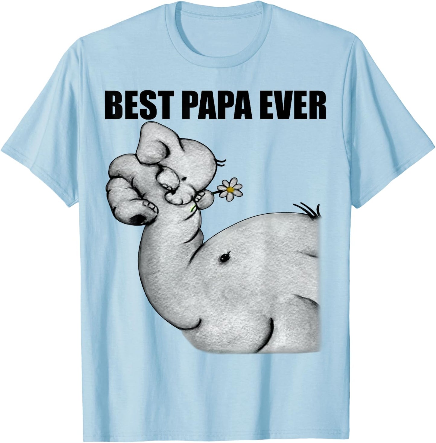 Best Papa Ever Elephant Papa Funny Gift Father Daddy T-Shirt - T-Shirt | Light Blue