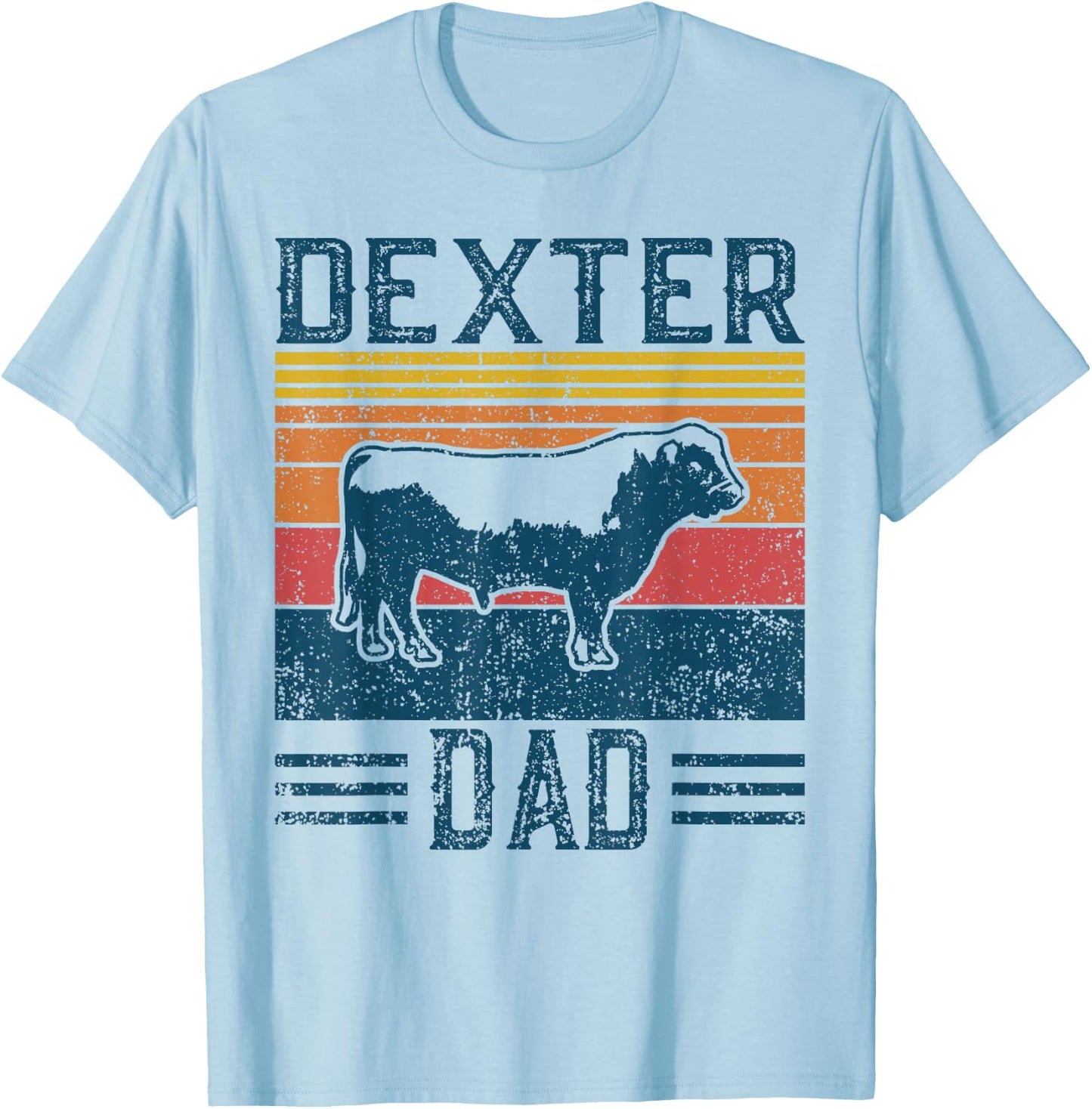 Best Cow Dad Men - Vintage Cattle Dexter T-Shirt - T-Shirt | Light Blue