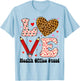 Health Office Squad Love Heart Leopard Plaid Valentines Day T-Shirt - T-Shirt | Light Blue