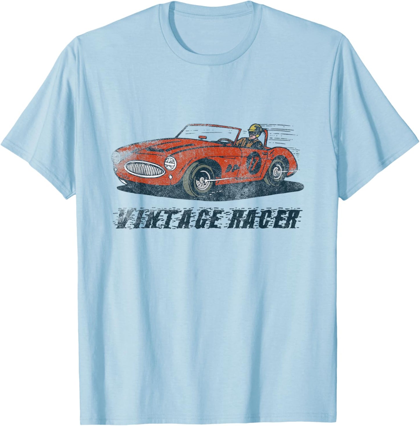 Vintage Racer Speed King Racing Car Silhouette Gift T-Shirt - T-Shirt | Light Blue