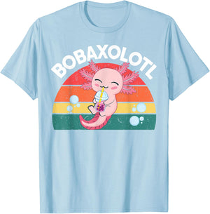 Kawaii Axolotl-Shirt Boba Tea Clothes Anime Teens Girls Kids T-Shirt - T-Shirt | Light Blue