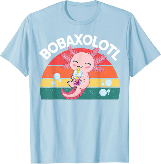Kawaii Axolotl-Shirt Boba Tea Clothes Anime Teens Girls Kids T-Shirt - T-Shirt | Light Blue
