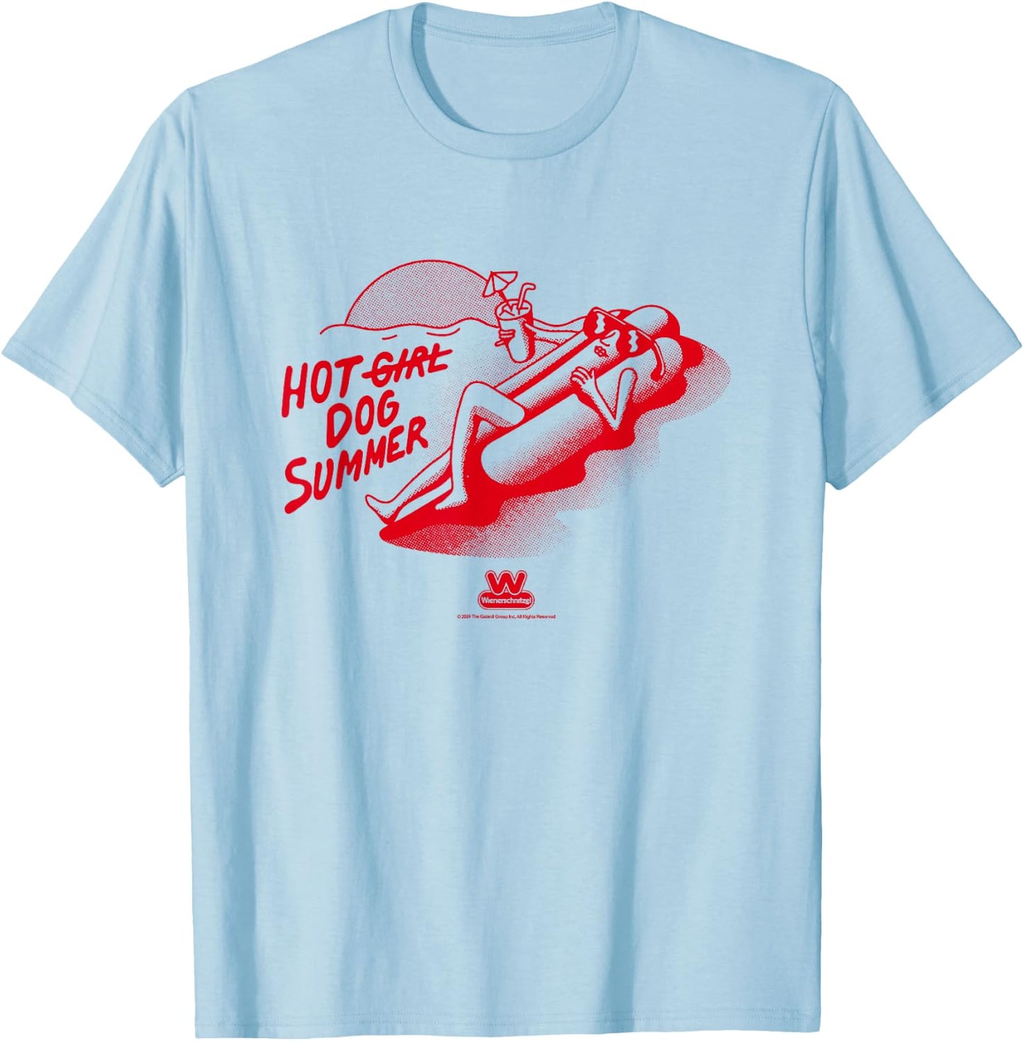 Wienerschnitzel Hot Girl Dog Summer Vintage Logo T-Shirt - T-Shirt | Light Blue