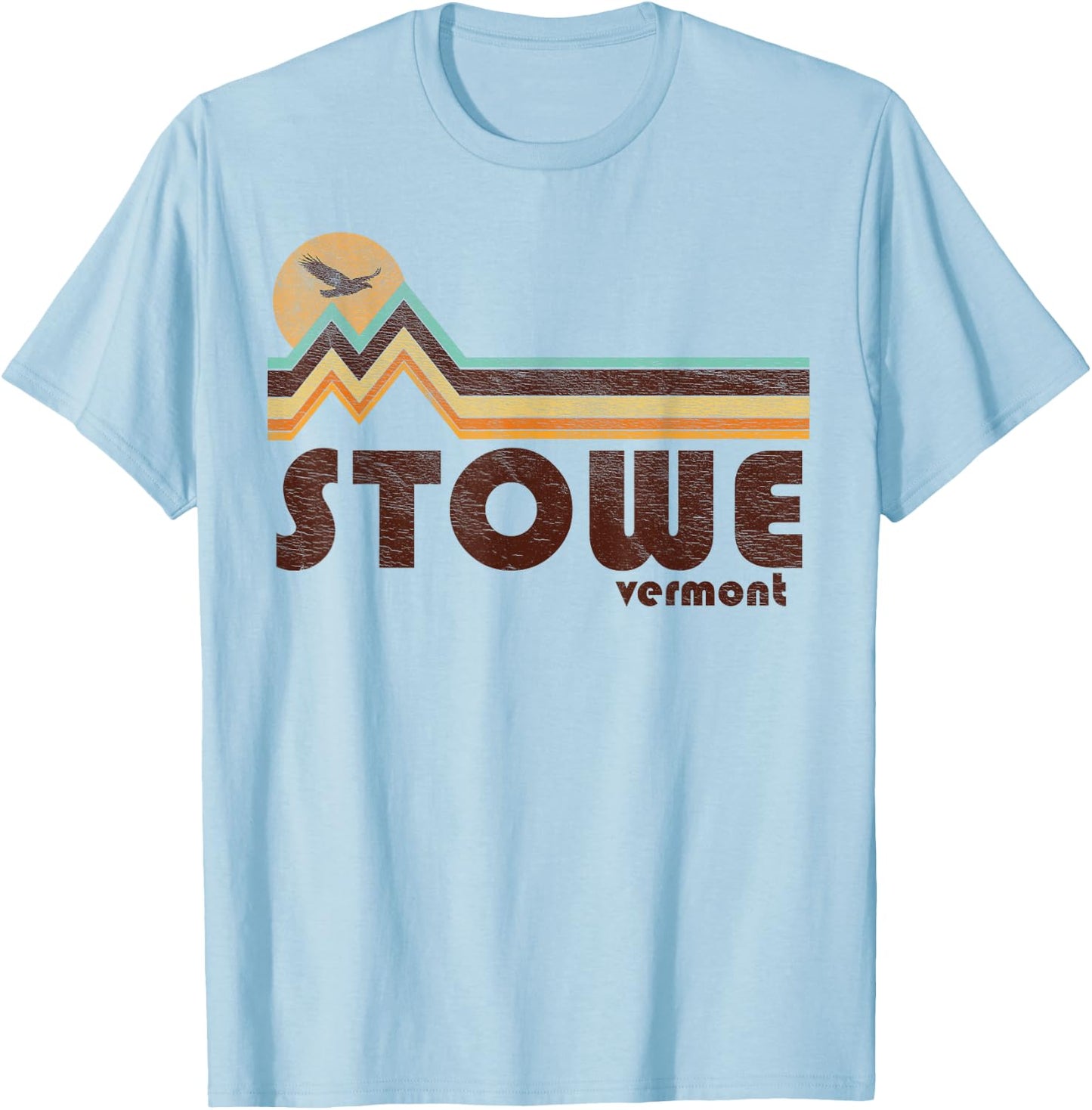 Stowe Vermont VT 70s 80s Retro Style Vintage Souvenir Travel T-Shirt - T-Shirt | Light Blue
