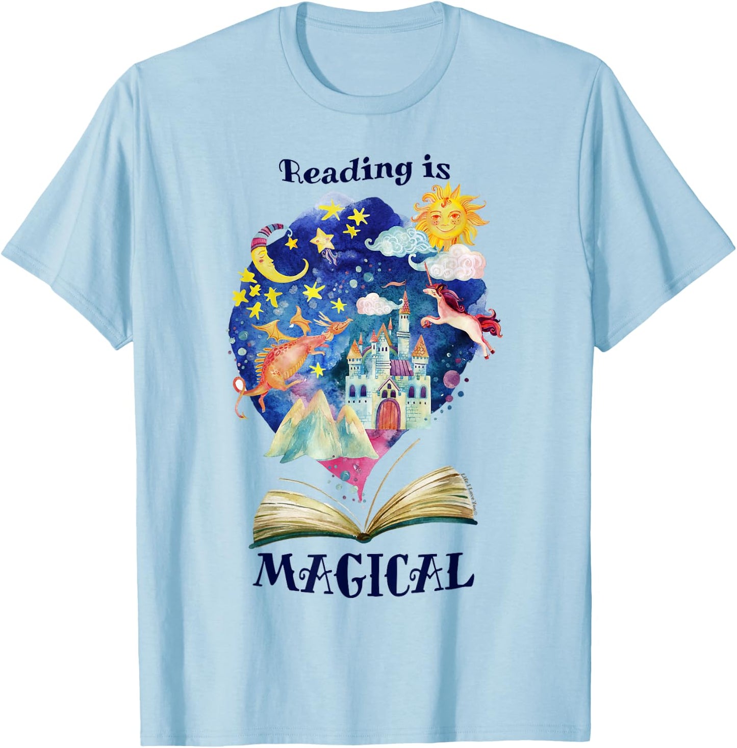 Reading is Magical Library Book Worm Teacher Librarian Men Women Girls Kids T-Shirt - T-Shirt | Light Blue