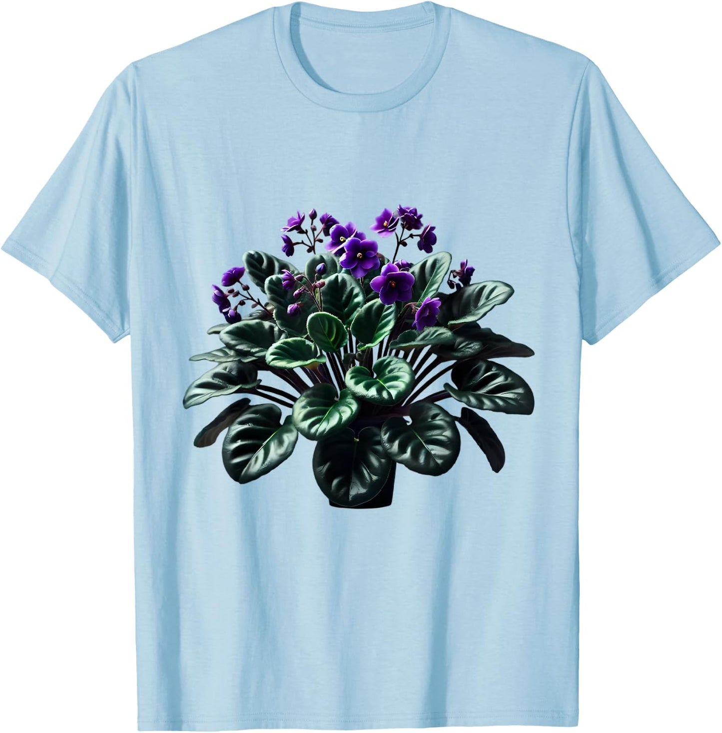 African Violet Flower Plant Botanical T-Shirt - T-Shirt | Light Blue