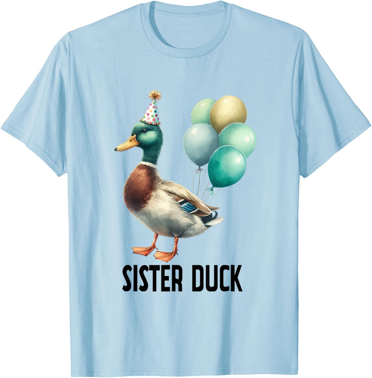 Cute Animal Birthday Sister Duck Birthday Family Matching T-Shirt - T-Shirt | Light Blue