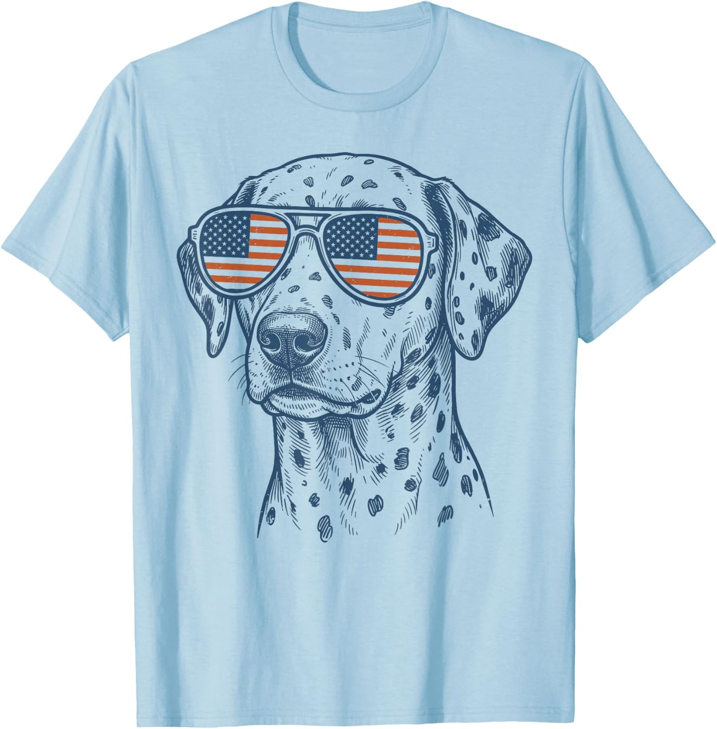 Patriotic Dalmatian Dog Mom Dad 4th of July Vintage T-Shirt - T-Shirt | Light Blue