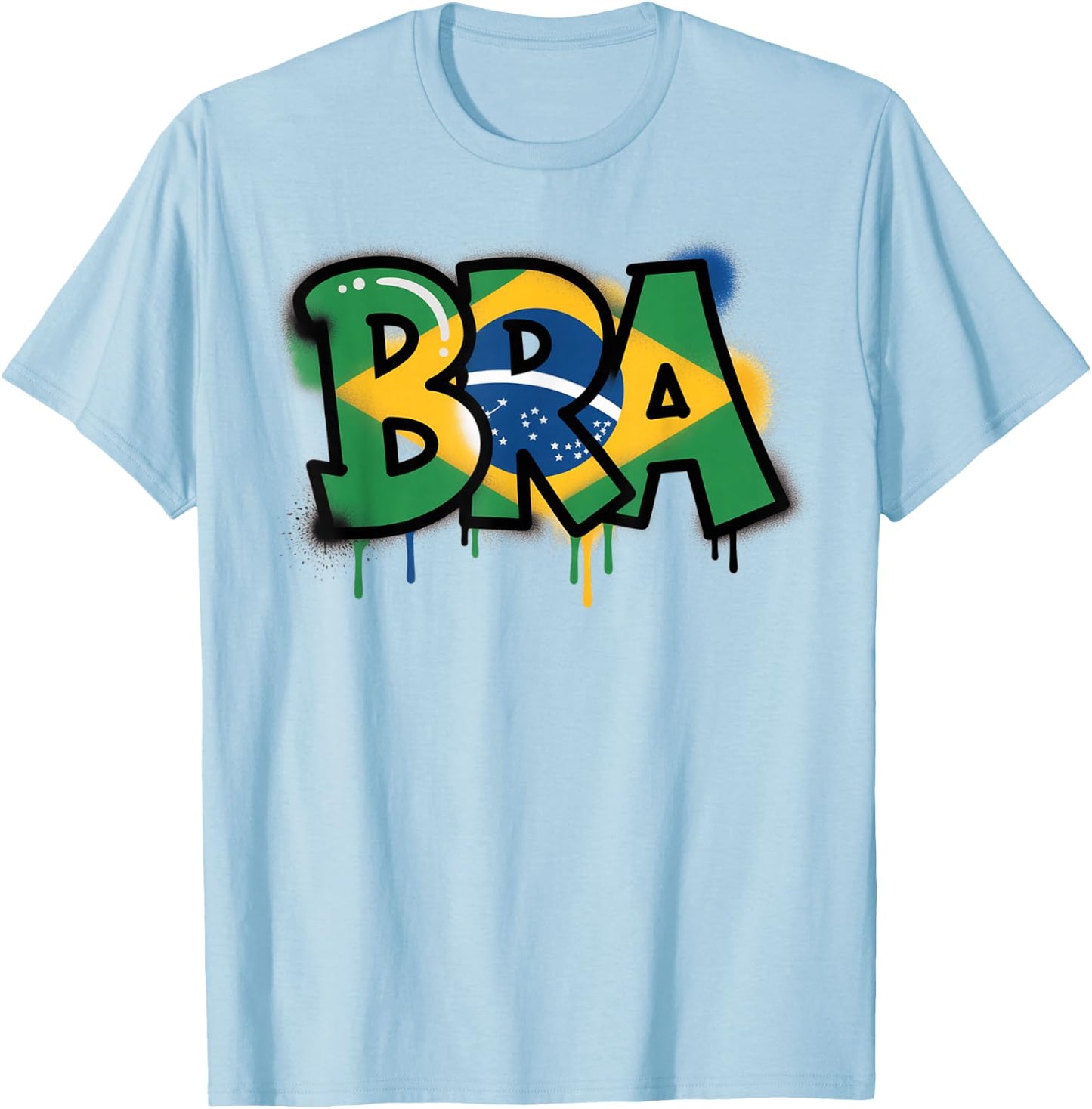 Brazil Flag Brasil Brazilian Pride Street Art T-Shirt - T-Shirt | Light Blue