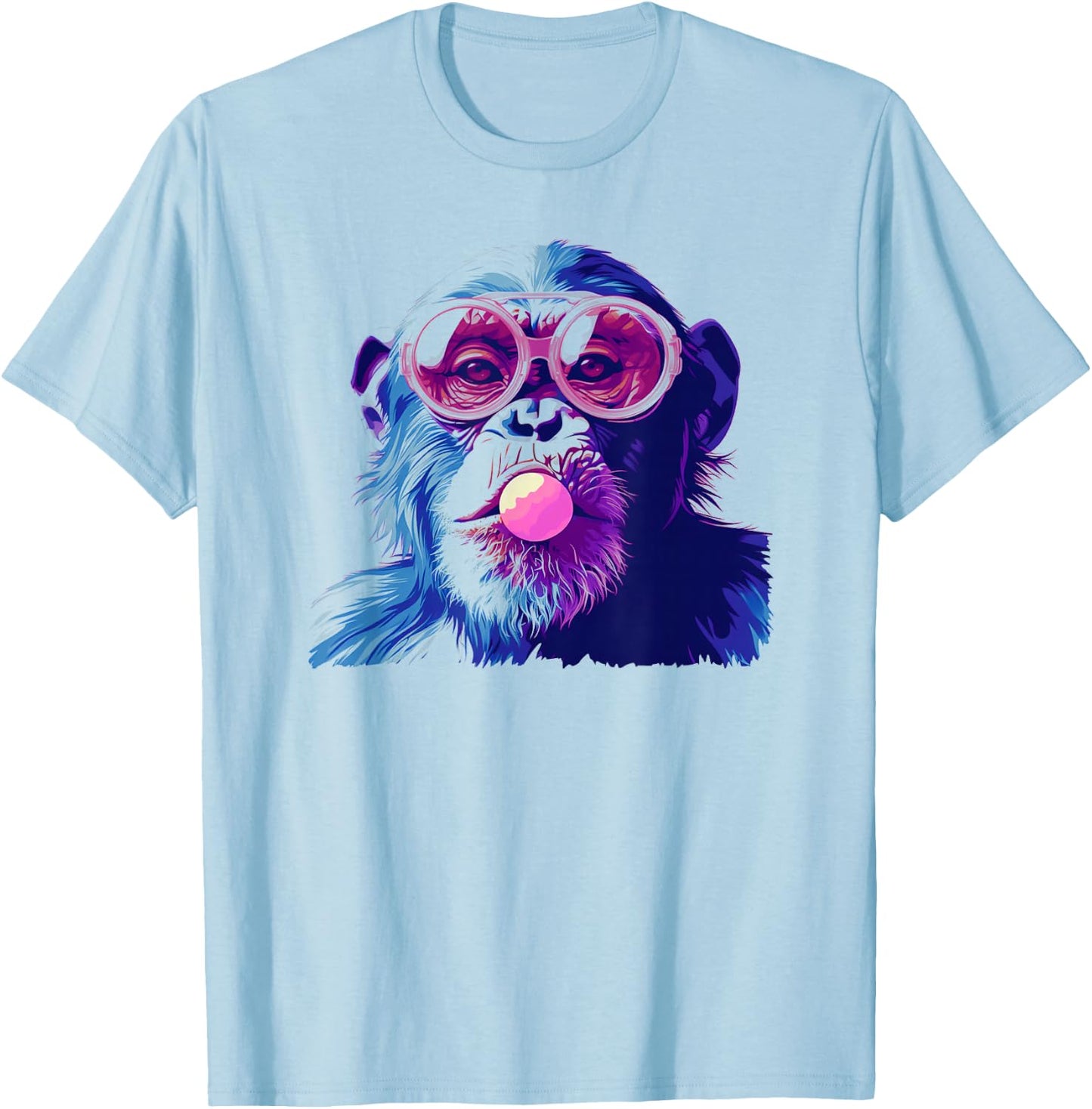 Cute Chimpanzee Monkey Primate Portrait Chimp Bubblegum T-Shirt - T-Shirt | Light Blue
