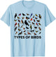 Types of Birds Shirt for Birdwatcher Twitcher Ornithologist T-Shirt - T-Shirt | Light Blue
