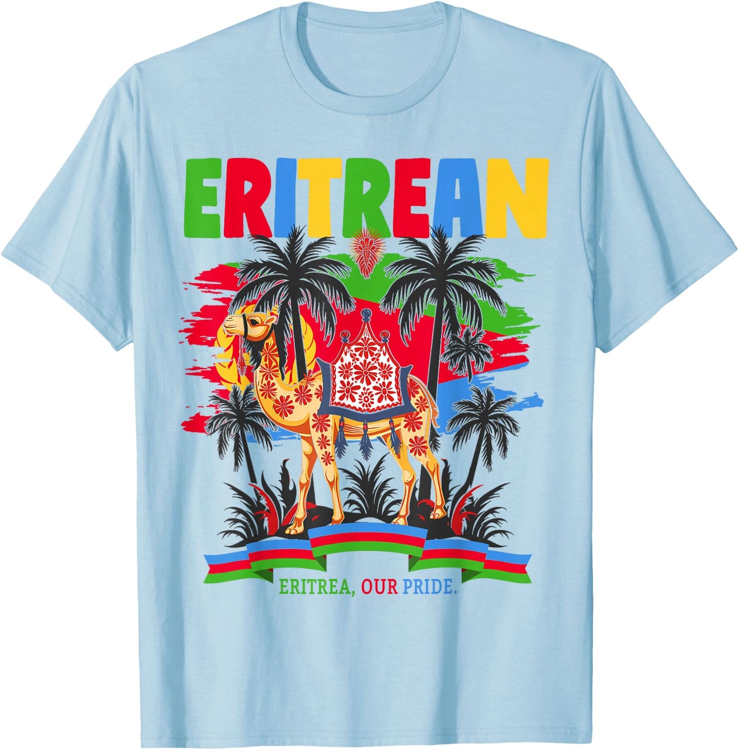 Eritrean Flag Outfit Ideas For Kids & Camel Eritrea Flag T-Shirt - T-Shirt | Light Blue