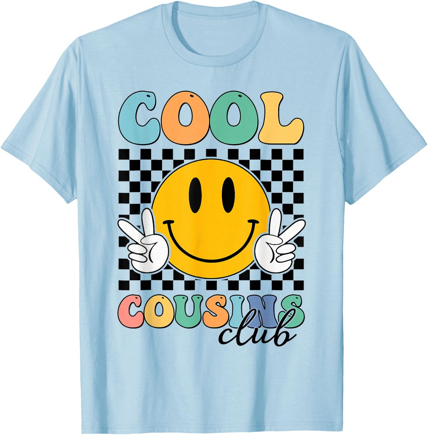 Cool Cousin Club Retro Cousin Matching Family Crew T-Shirt - T-Shirt | Light Blue