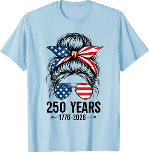 250 Years America Women 250 Anniversary USA 4th of July Girl T-Shirt - T-Shirt | Light Blue