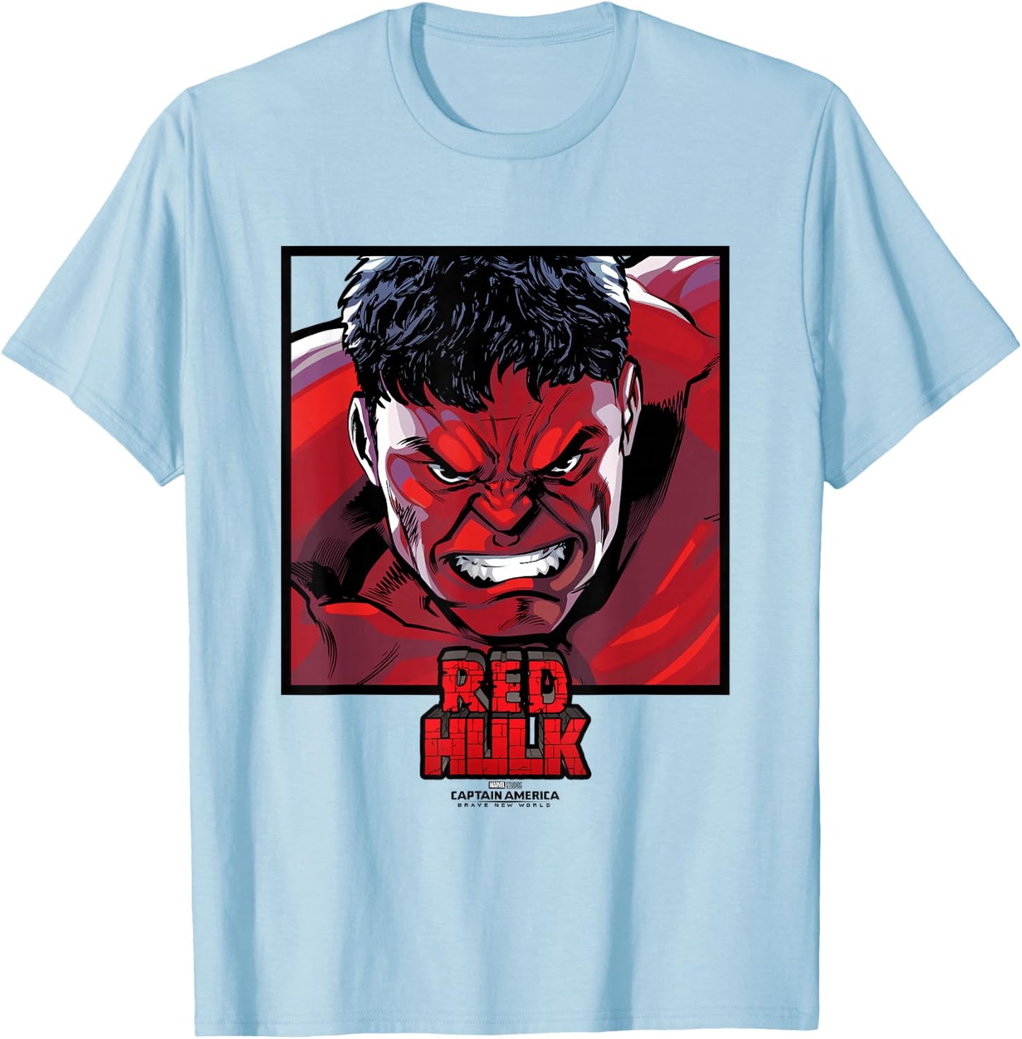 Marvel Captain America: Brave New World Red Hulk Face Panel , grey, S T-Shirt - T-Shirt | Light Blue
