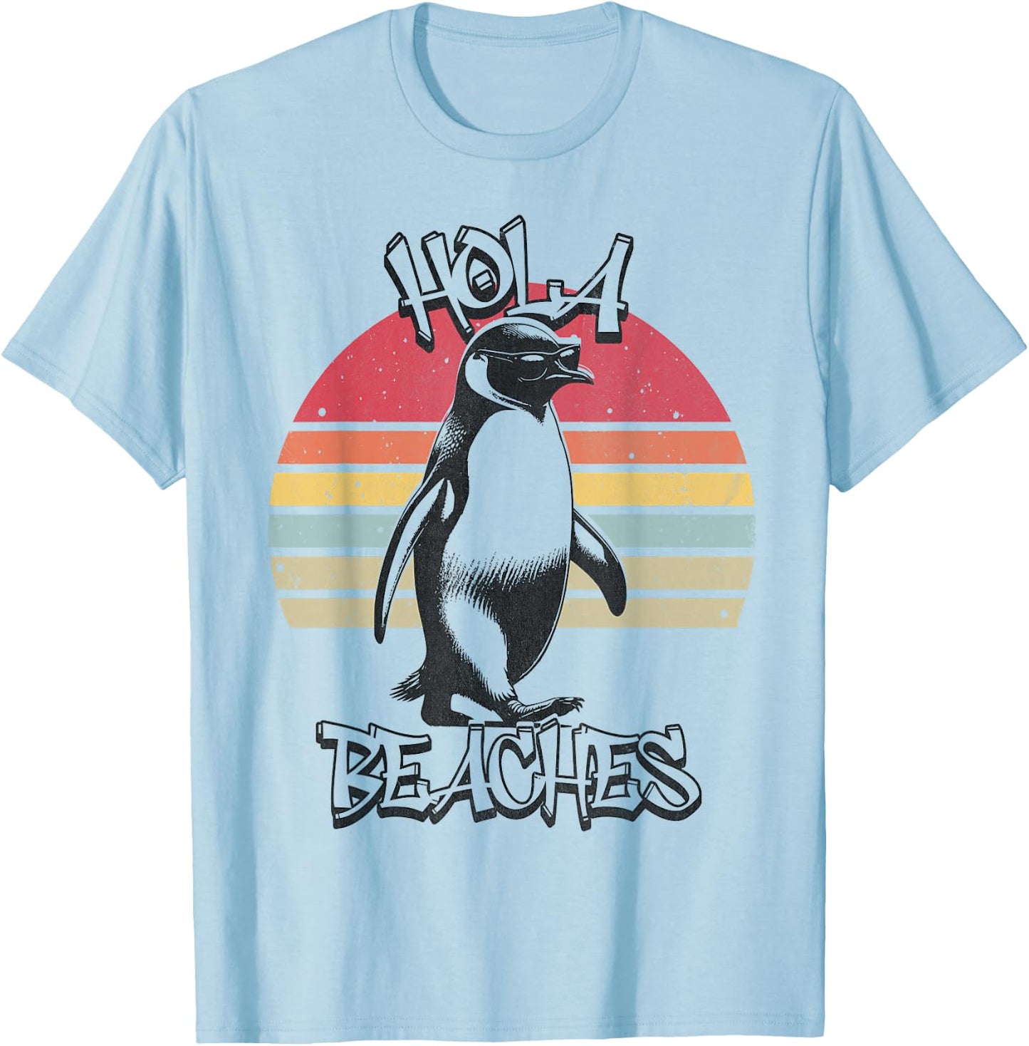 Hola-Beaches - Funny Beach Vacation Emperor Penguin T-Shirt - T-Shirt | Light Blue