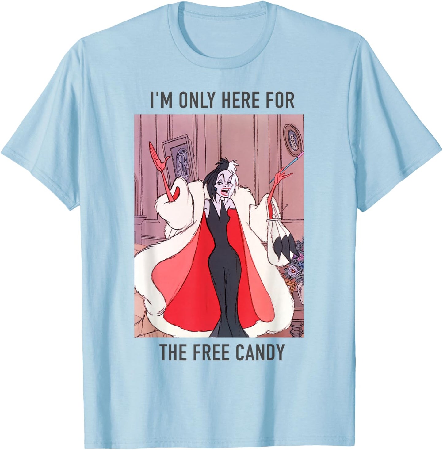 Disney 101 Dalmatians Halloween Cruella De Vil Poster T-Shirt - T-Shirt | Light Blue