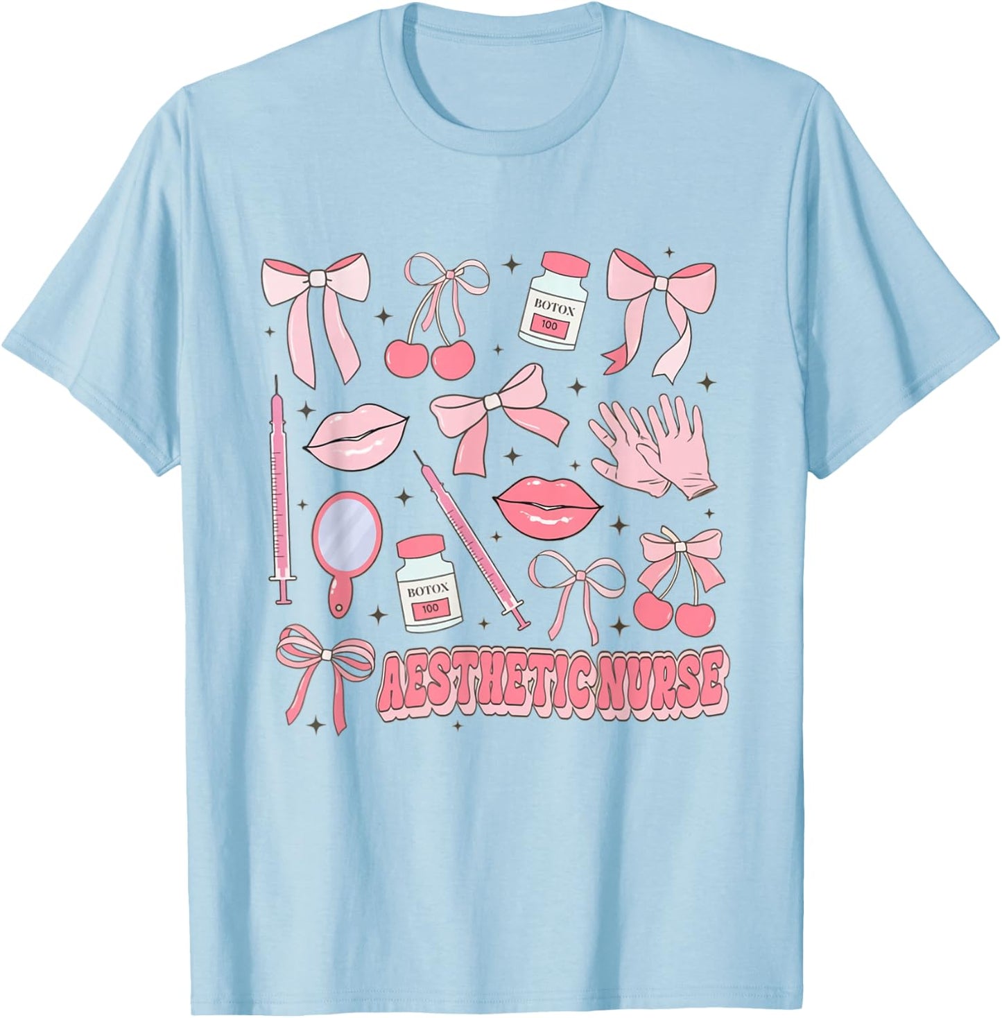 Coquette Aesthetic Nurse Injector Dermatology Botox Nurse T-Shirt - T-Shirt | Light Blue