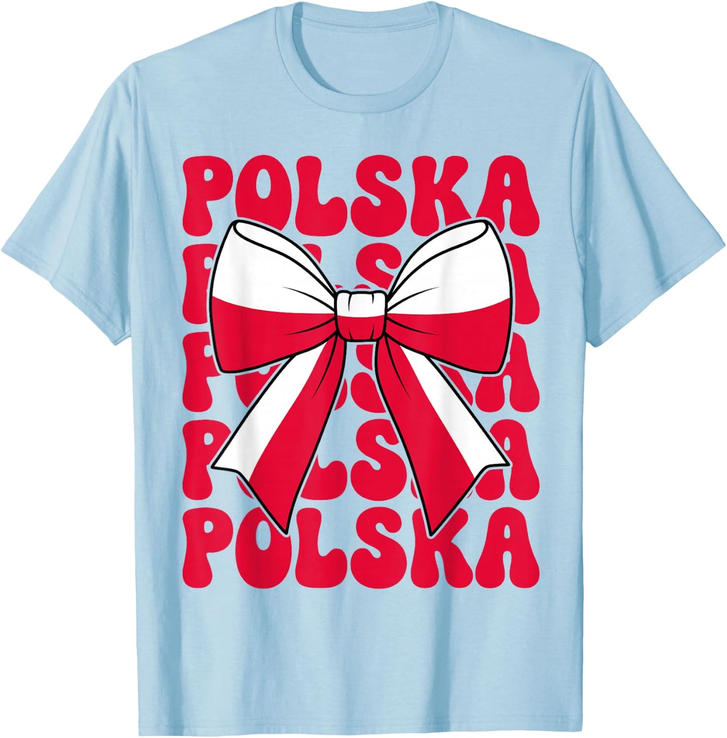 Polish Girl Coquette Bow Poland Flag Cute Polish Polska T-Shirt - T-Shirt | Light Blue