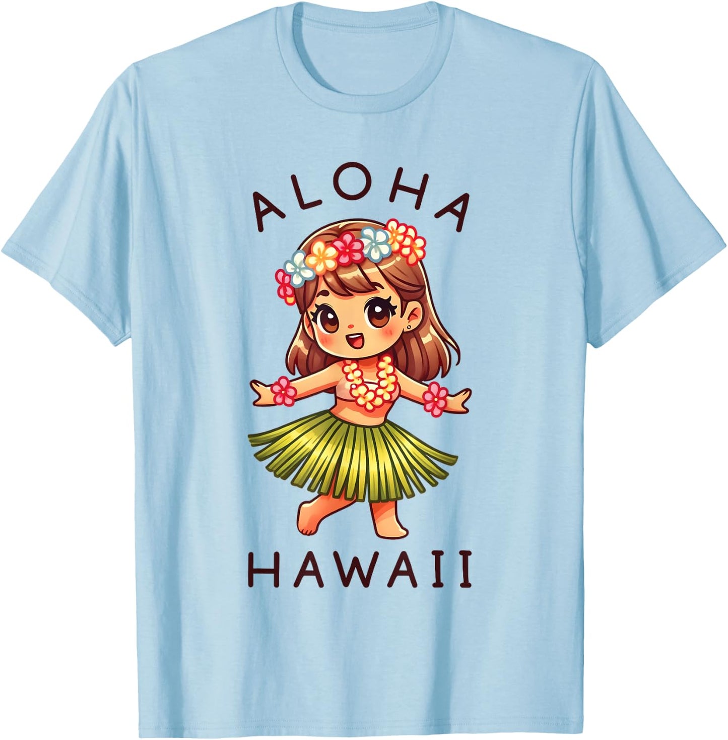 Aloha Hawaii Hawaii Cute Hula Dance Dancer Girl Kids Girls , White T-Shirt - T-Shirt | Light Blue