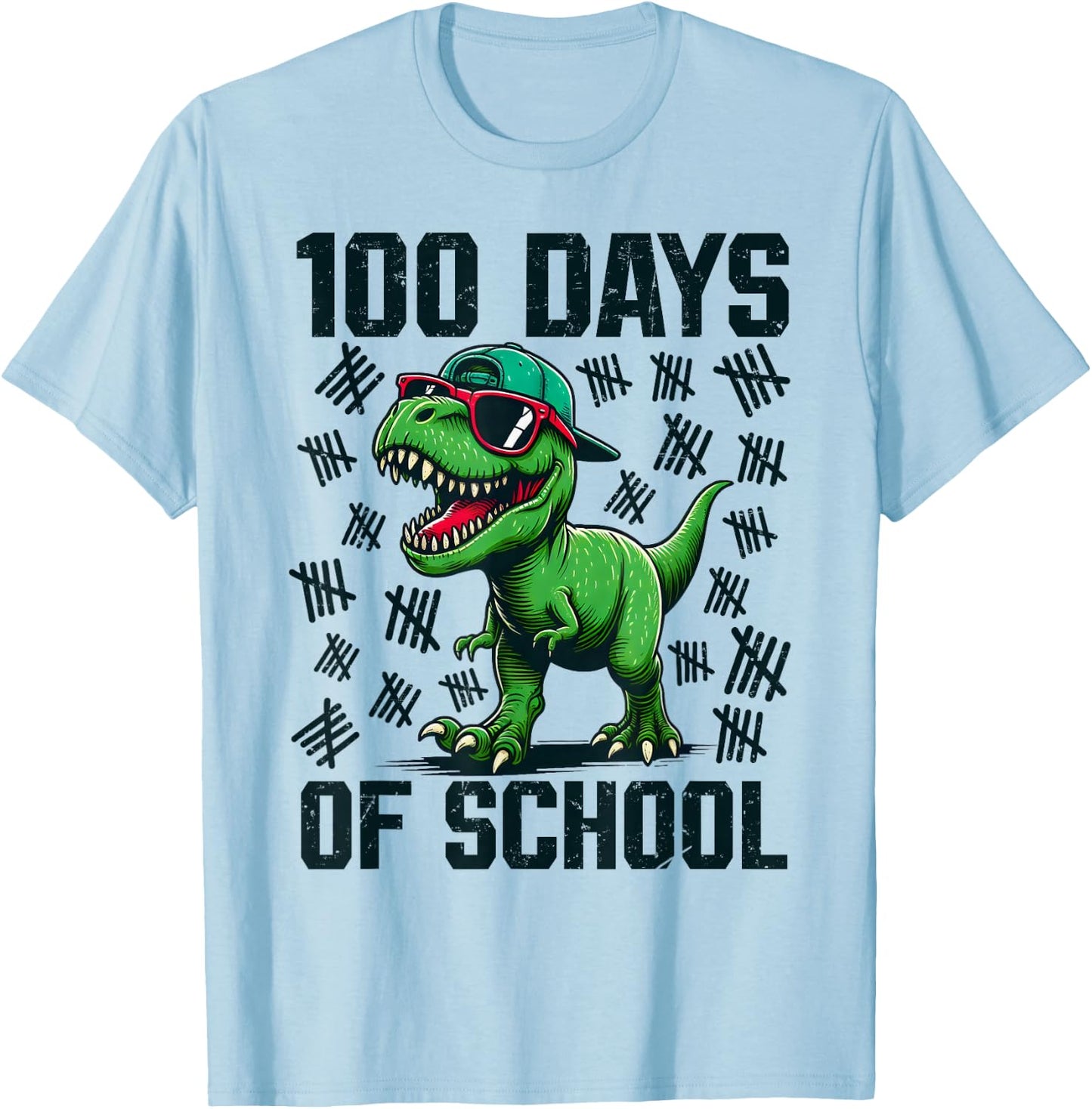100 Days of School Dinosaur 100th Day Of School Boys Toddler T-Shirt - T-Shirt | Light Blue