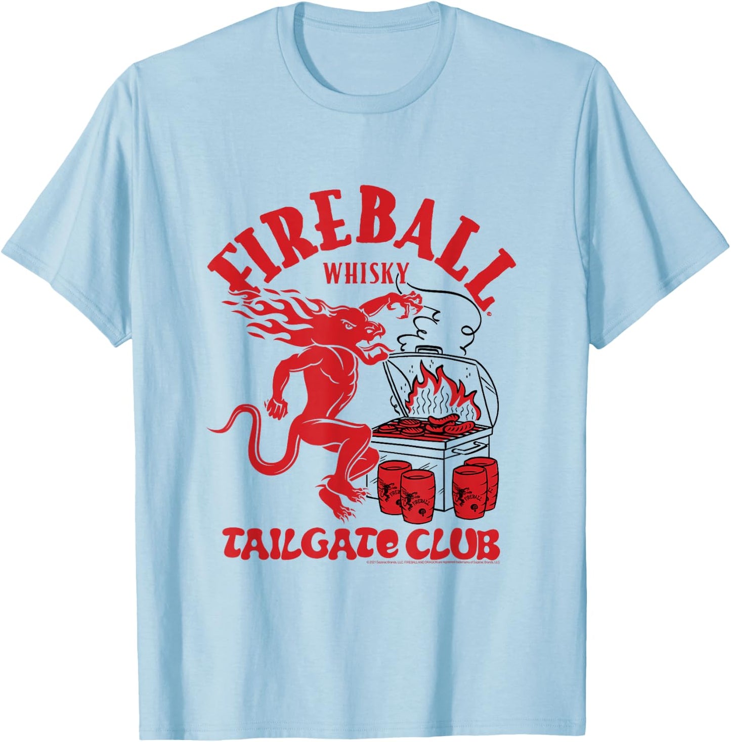Fireball Cinnamon Whisky Tailgate Club Drinking T-Shirt - T-Shirt | Light Blue