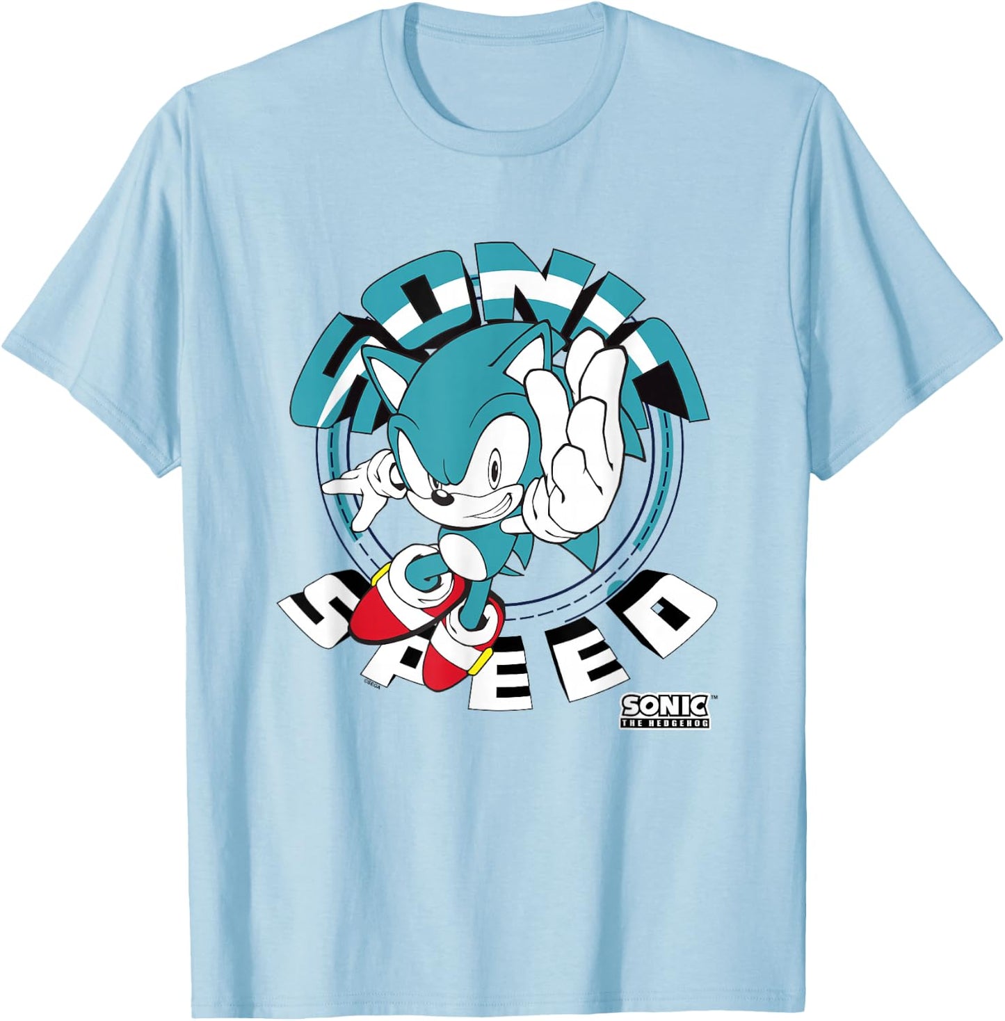 Sonic The Hedgehog Sonic Speed Epic Run Vintage Logo T-Shirt - T-Shirt | Light Blue