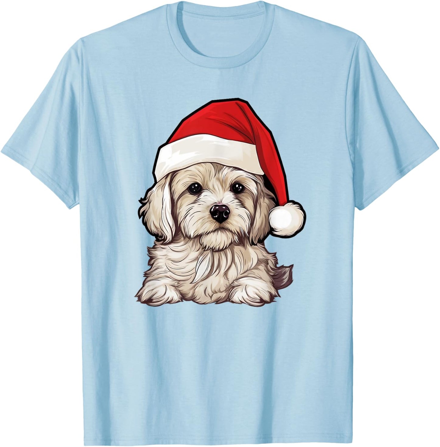 Cavachon Santa Hat Christmas Dog Lovers Gift Mom Dad Xmas Men Women Kids T-Shirt - T-Shirt | Light Blue