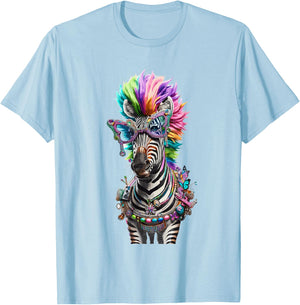 Cheesy Kitsch Aesthetic Zebra Lover Stuff Retro Zebra T-Shirt - T-Shirt | Light Blue