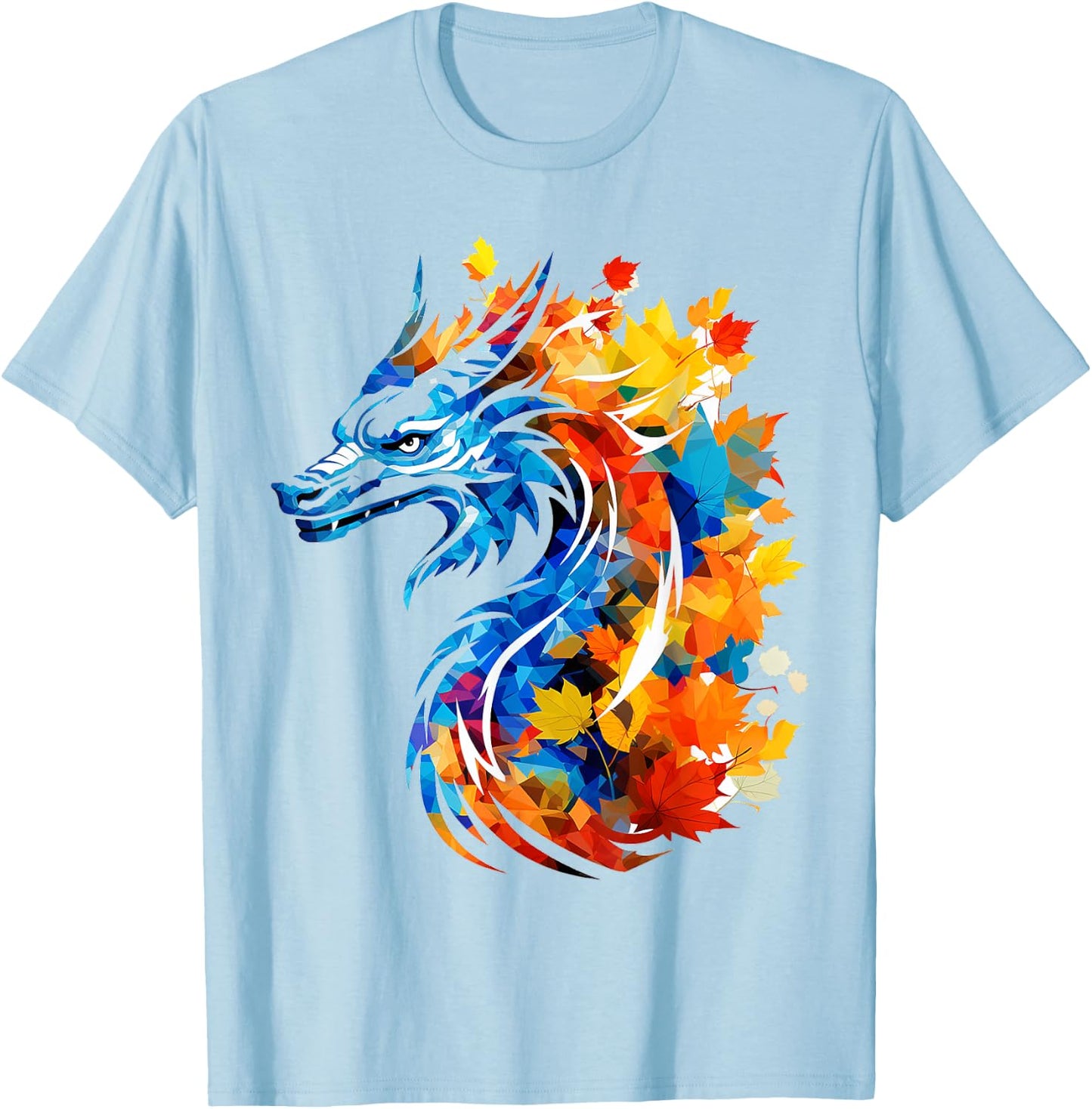 Dragon Nature Graphic Colorful Artwork Animal Dragon T-Shirt - T-Shirt | Light Blue