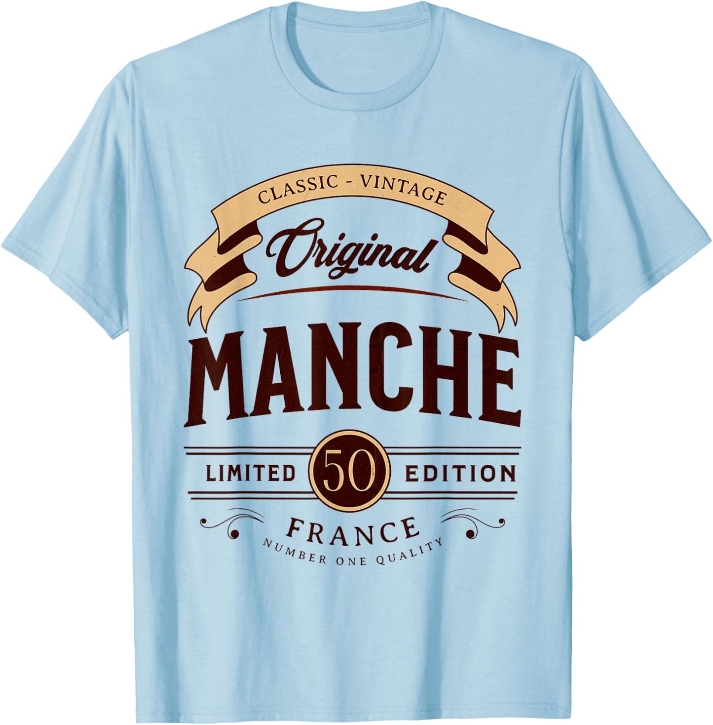 I Love France Sleeve Vintage French Department , Black, S T-Shirt - T-Shirt | Light Blue