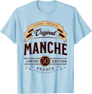 I Love France Sleeve Vintage French Department , Black, S T-Shirt - T-Shirt | Light Blue