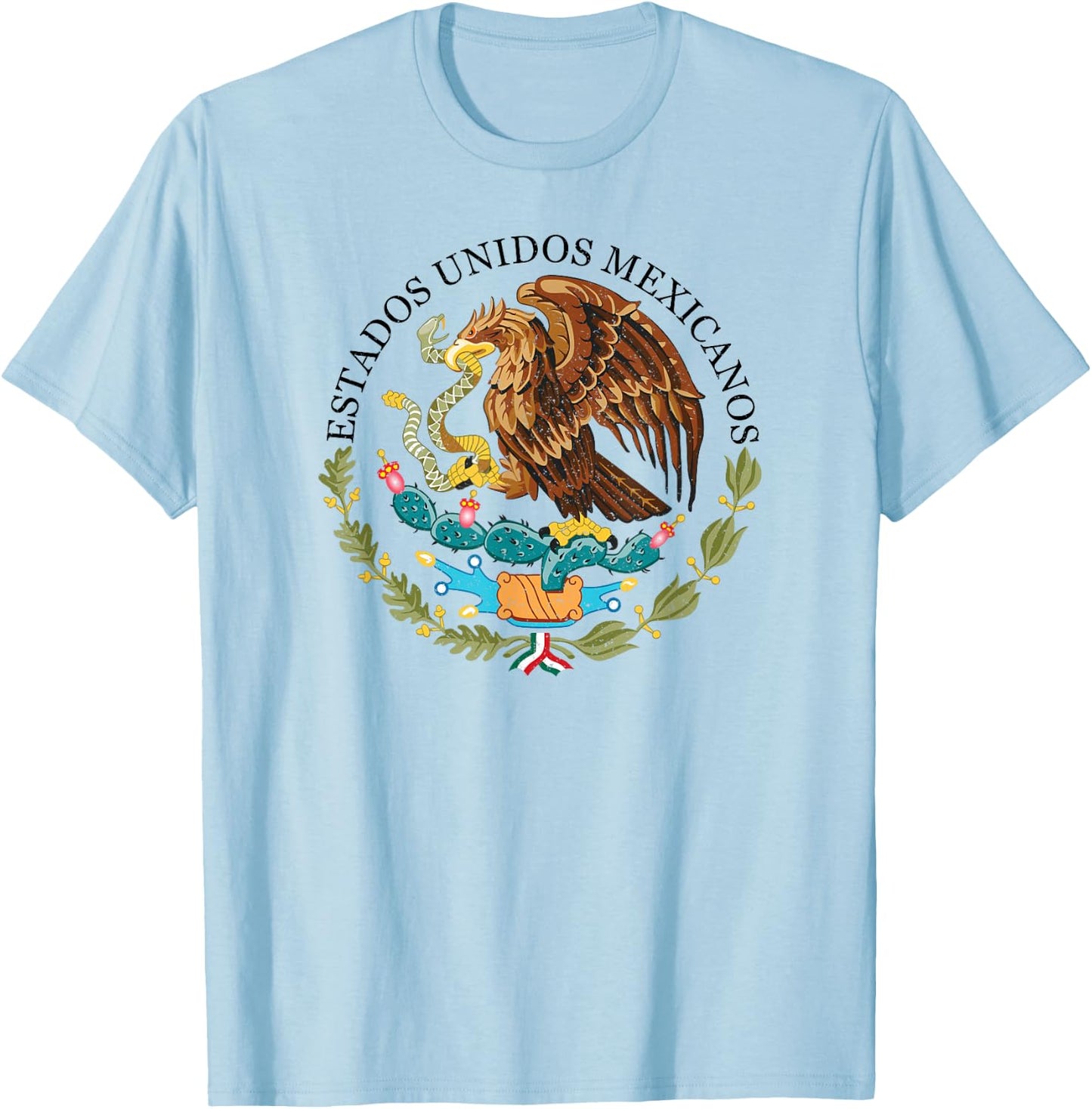 Mexico Coat of Arms Mexican Flag Seal Symbol T-Shirt - T-Shirt | Light Blue