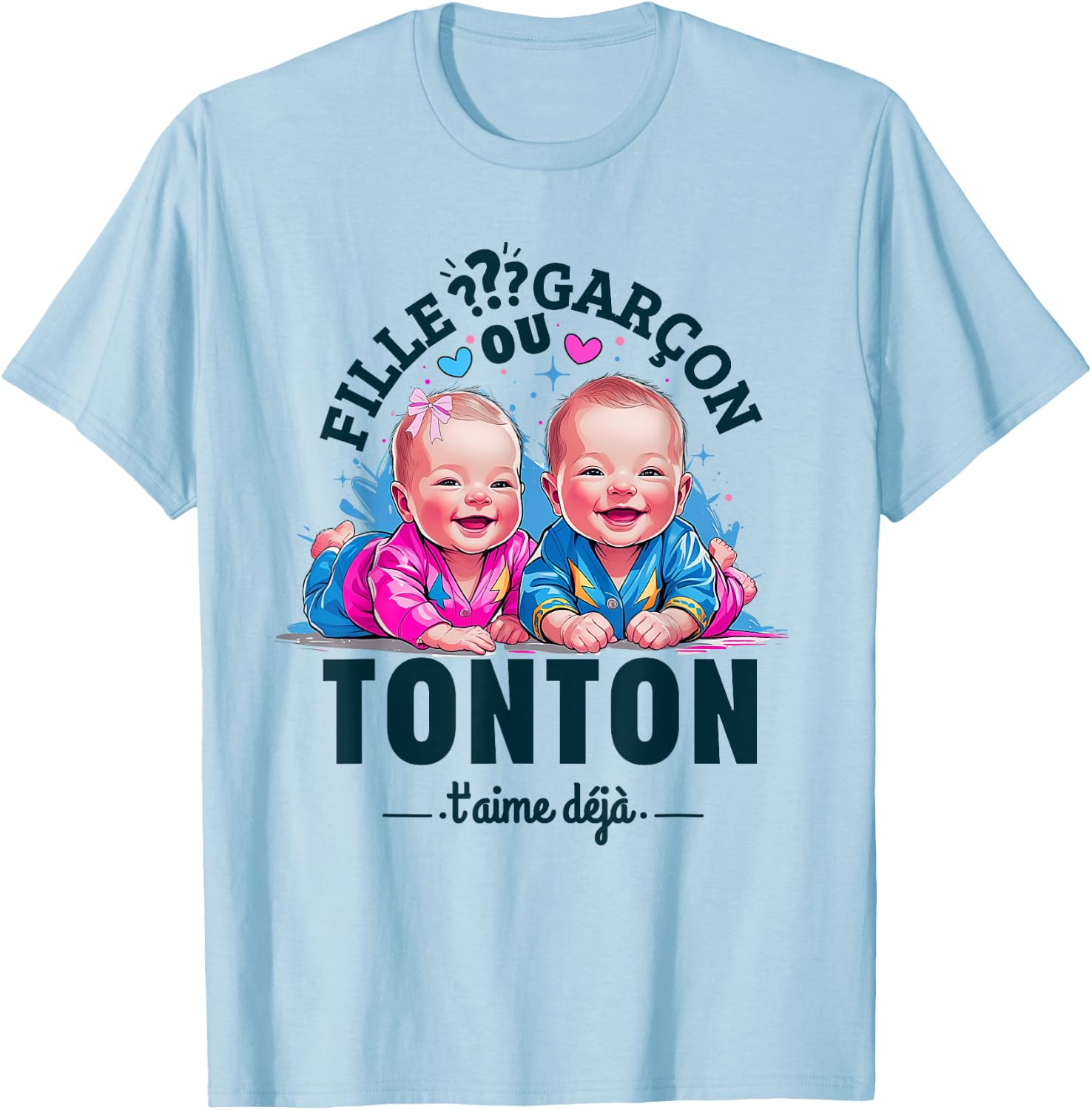 Man Gift Gender Reveal Tonton Party Gender Reveal Baby T-Shirt - T-Shirt | Light Blue