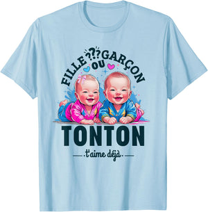 Man Gift Gender Reveal Tonton Party Gender Reveal Baby T-Shirt - T-Shirt | Light Blue