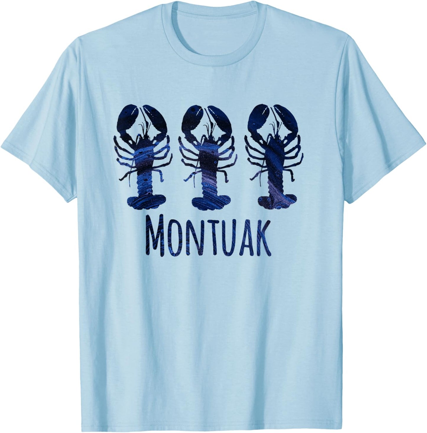 Montauk Nautical Coastal Loves Lobster Seafood Beach Ocean T-Shirt - T-Shirt | Light Blue