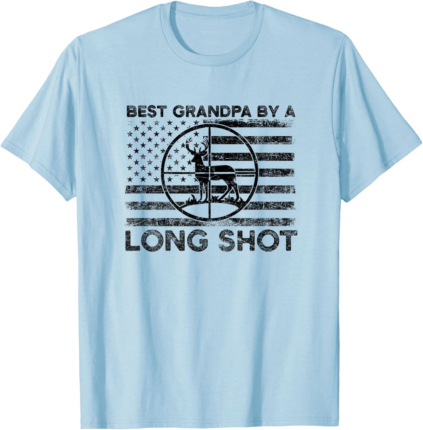 Hunter Deer Hunting Grandpa Best Grandpa By A Long Short T-Shirt - T-Shirt | Light Blue